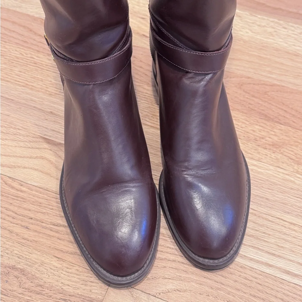 Vintage NINE WEST GISELLE TALL RIDING EQUESTRIAN horsebit BROWN LEATHER BOOTS 9M